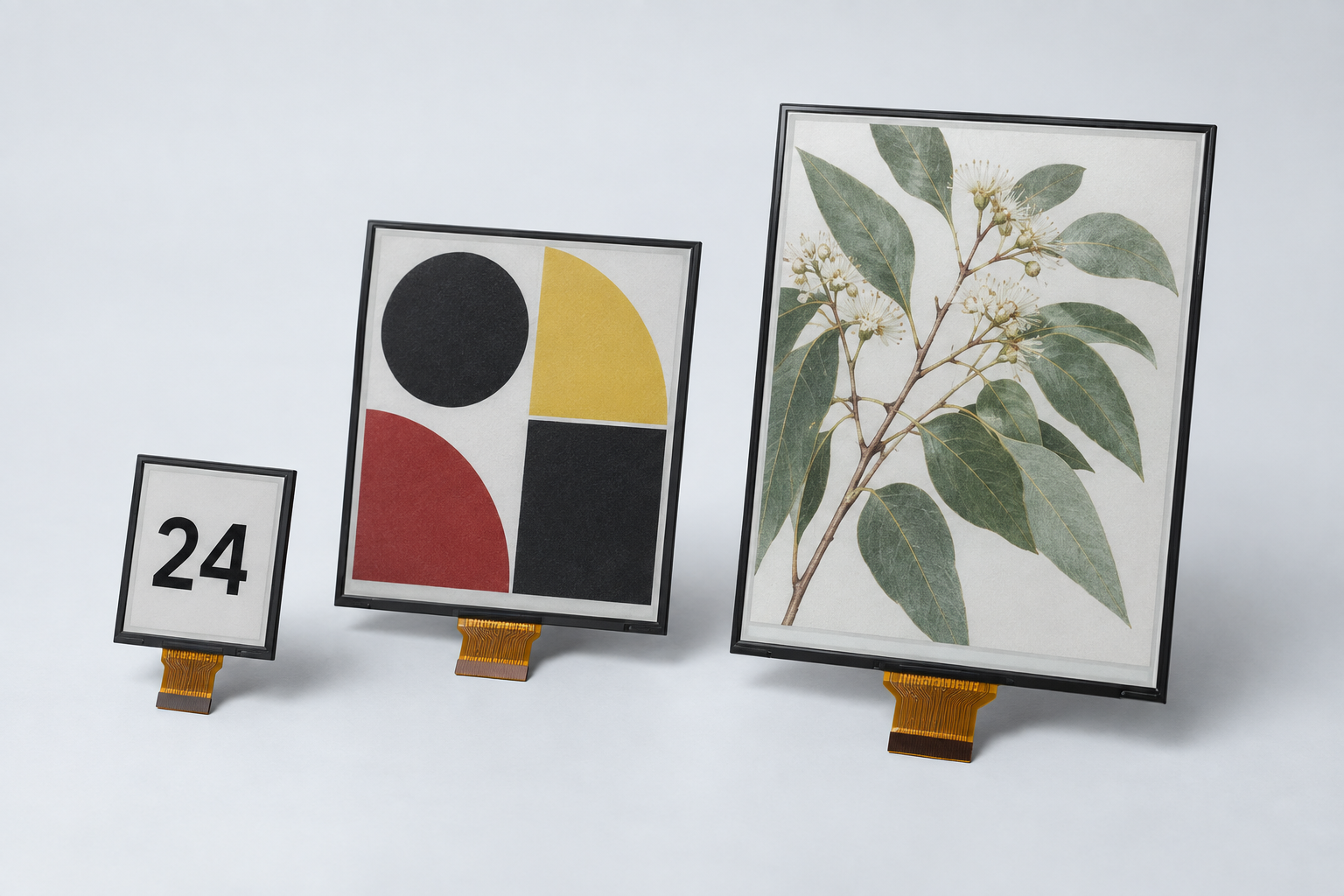 Concept illustration of bare monochrome and color e-paper panels